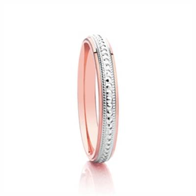 3mm Two Tone Patterned Wedding Ring R