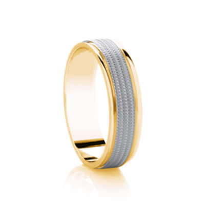 5mm Two Tone Patterned Wedding Ring Y