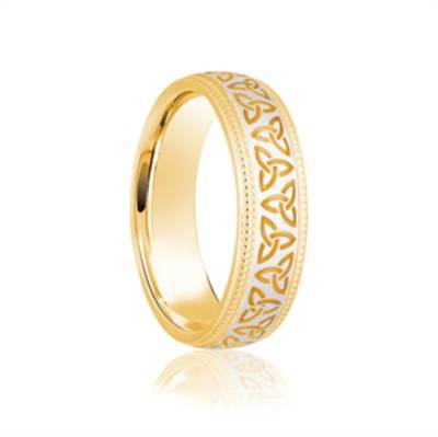 6mm Two Tone Patterned Wedding Ring Y