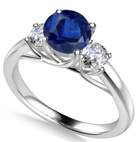 Elegant Blue Sapphire & Diamond Trilogy Ring P