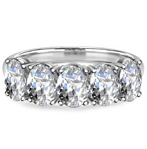 5 Stone Oval Diamond Half Eternity Ring W