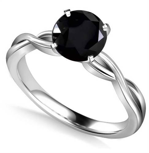 Round Black Diamond Solitaire Ring W