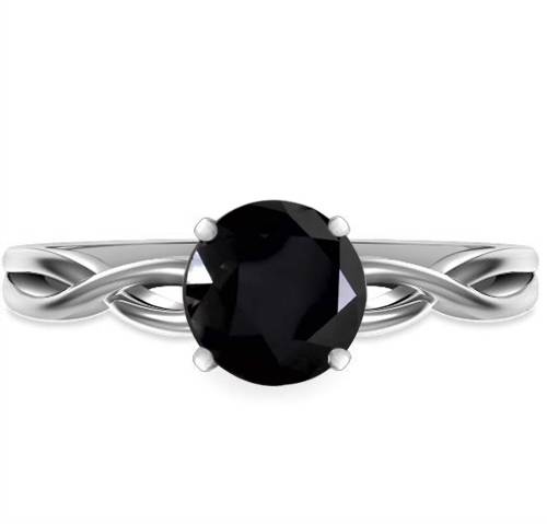 Round Black Diamond Solitaire Ring W