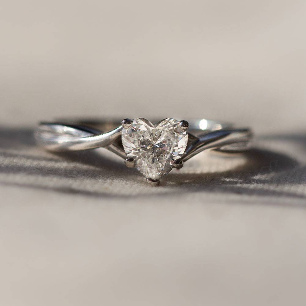 Modern Intertwined Heart Diamond Engagement Ring - Diamond Heaven