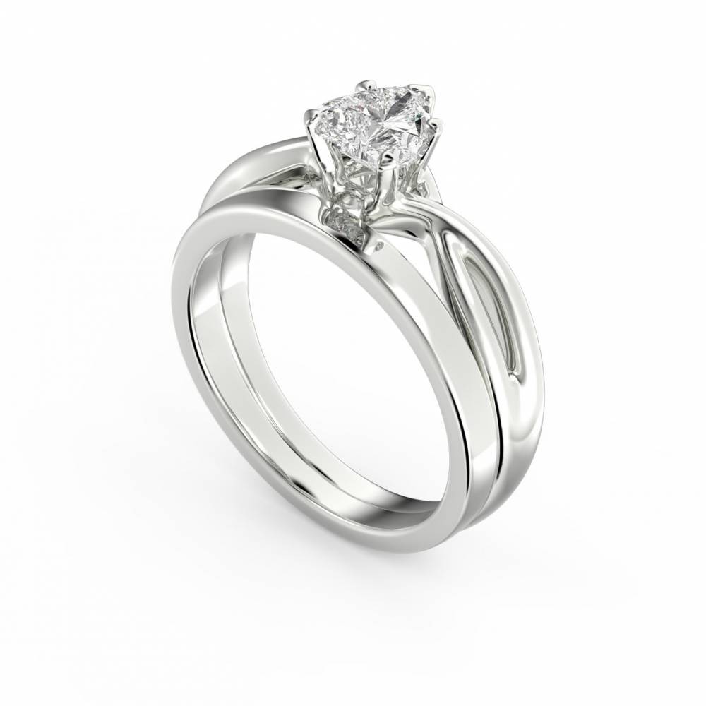 Modern Intertwined Heart Diamond Engagement Ring W