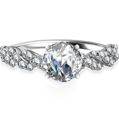 Embellished Twist Round Diamond Vintage Plait Ring W