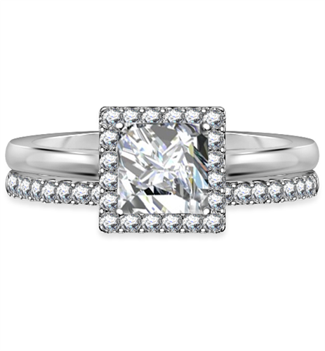Princess Diamond Halo Ring With Matching Band W