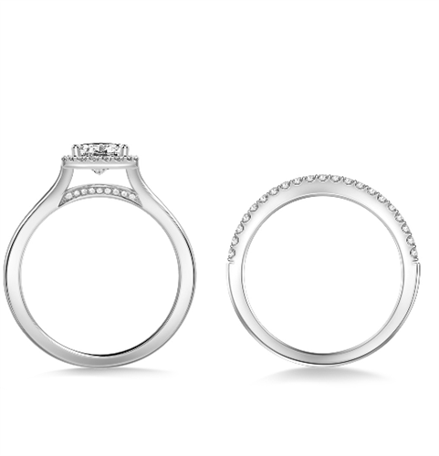 Princess Diamond Halo Ring With Matching Band W