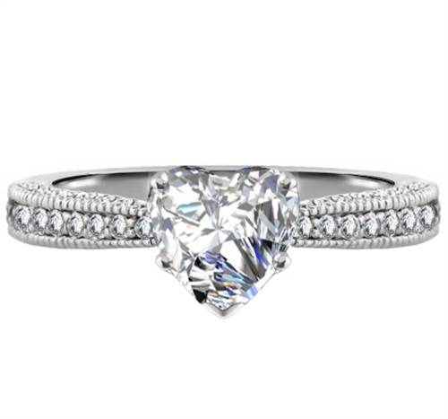 Heart & Round Diamond Vintage Ring P
