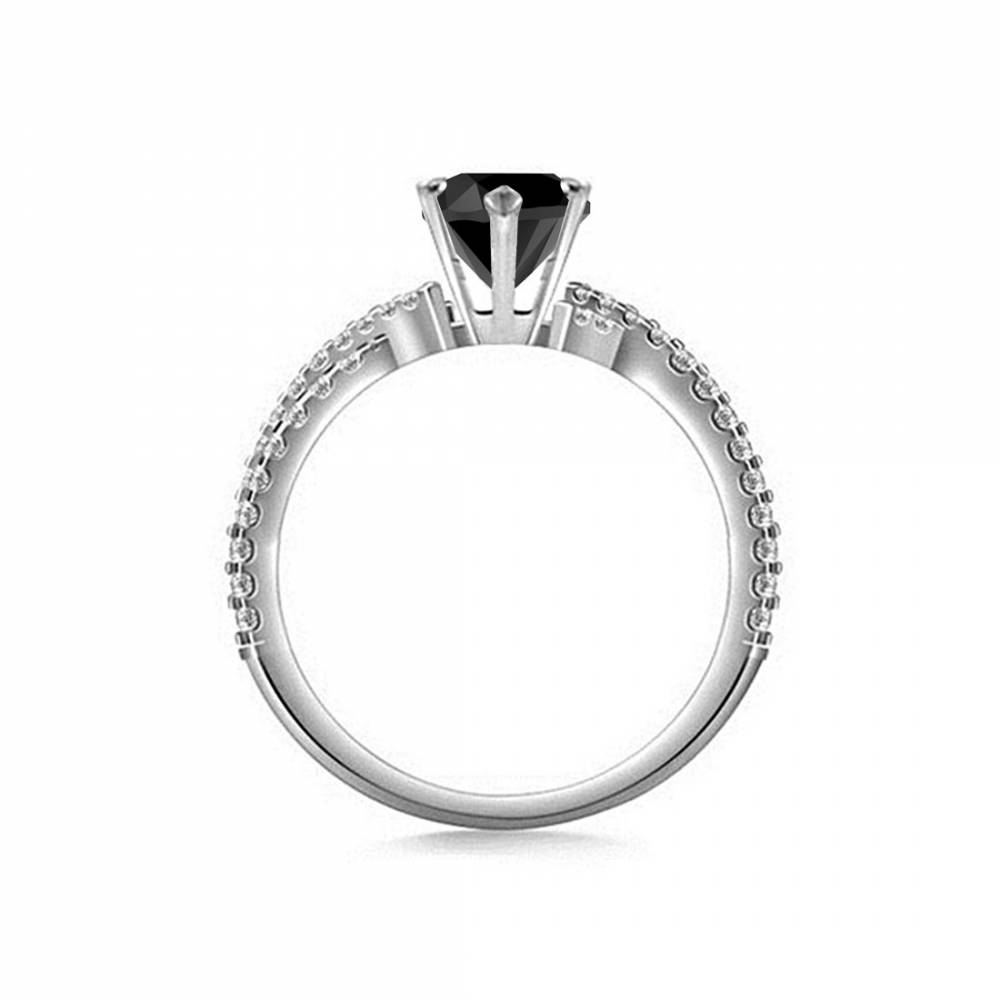 Heart Black Diamond Double Shoulder Set Ring P