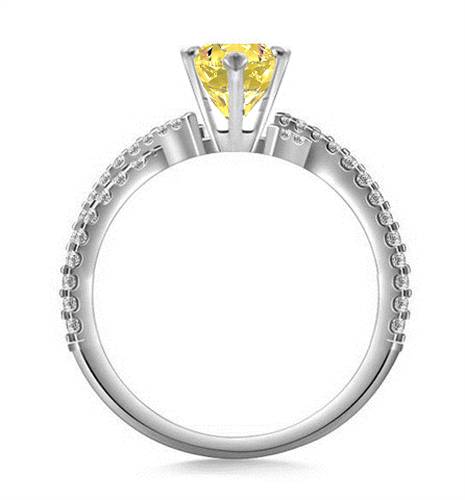 Yellow Heart Shaped Diamond Shoulder Set Ring P