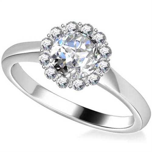 Round Diamond Single Halo Ring W