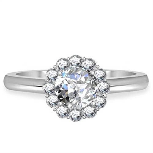 Round Diamond Single Halo Ring W