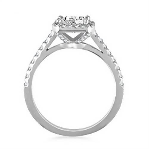 Princess Diamond Single Halo Shoulder Set Ring P