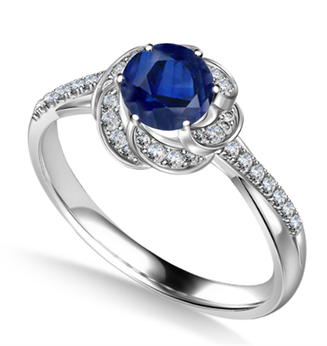 Floral Halo Blue Sapphire Infinity Ring P