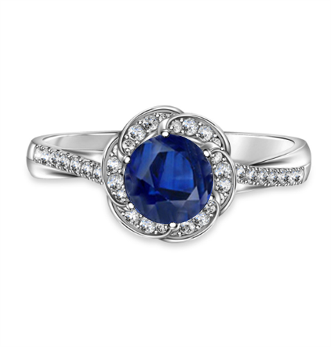 Floral Halo Blue Sapphire Infinity Ring P