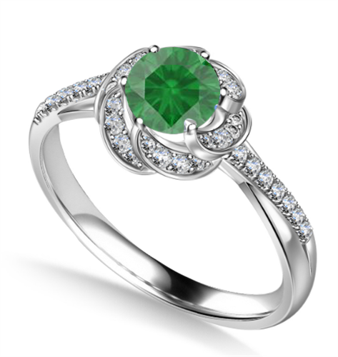 Floral Halo Emerald Diamond Infinity Ring P