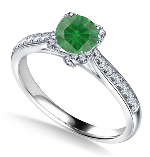 Floral Halo Emerald Diamond Infinity Ring P