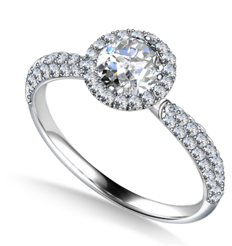 Round Diamond Single Halo Engagement Ring P