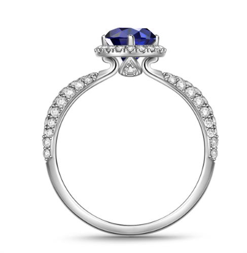 Round Blue Sapphire & Diamond Ring W
