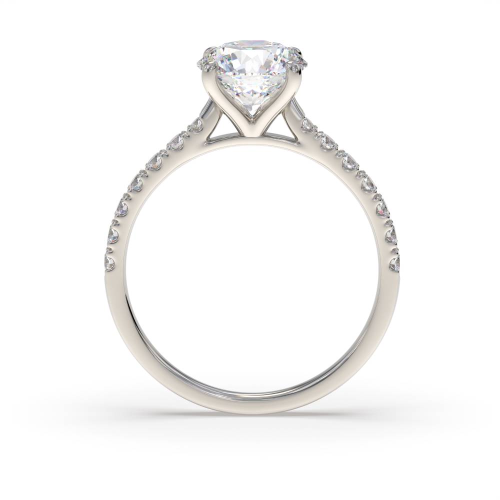 Round Diamond Shoulder Set Diamond Engagement Ring P