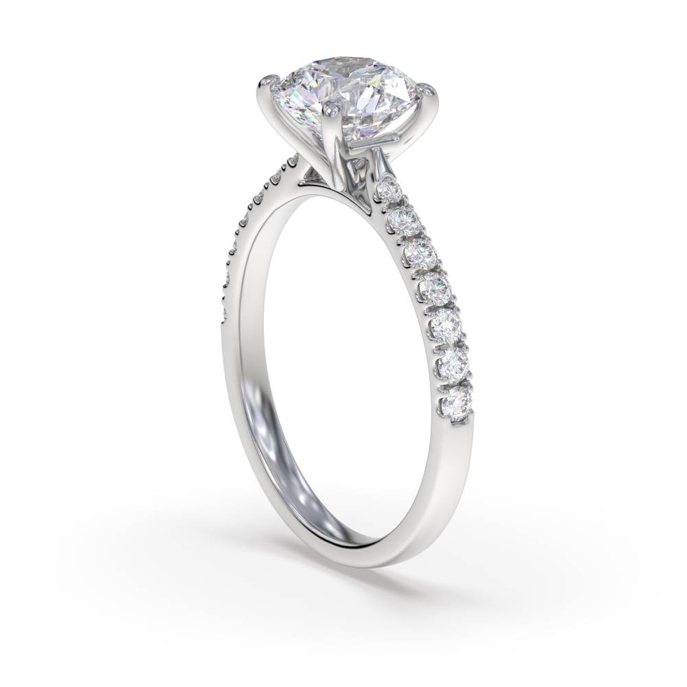 Round Diamond Shoulder Set Diamond Engagement Ring W