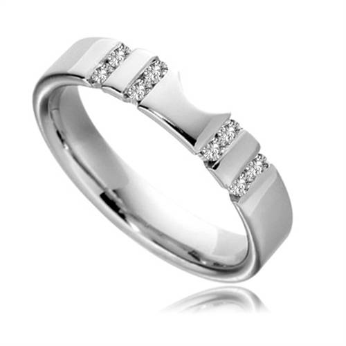 4mm Shaped Diamond Wedding Ring P