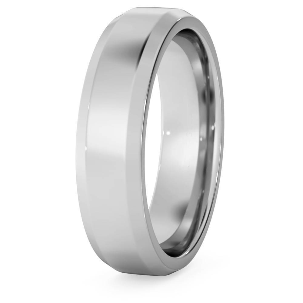 DHBBE5M Bevelled Edge Wedding Ring - 5mm width, 1.8mm depth P