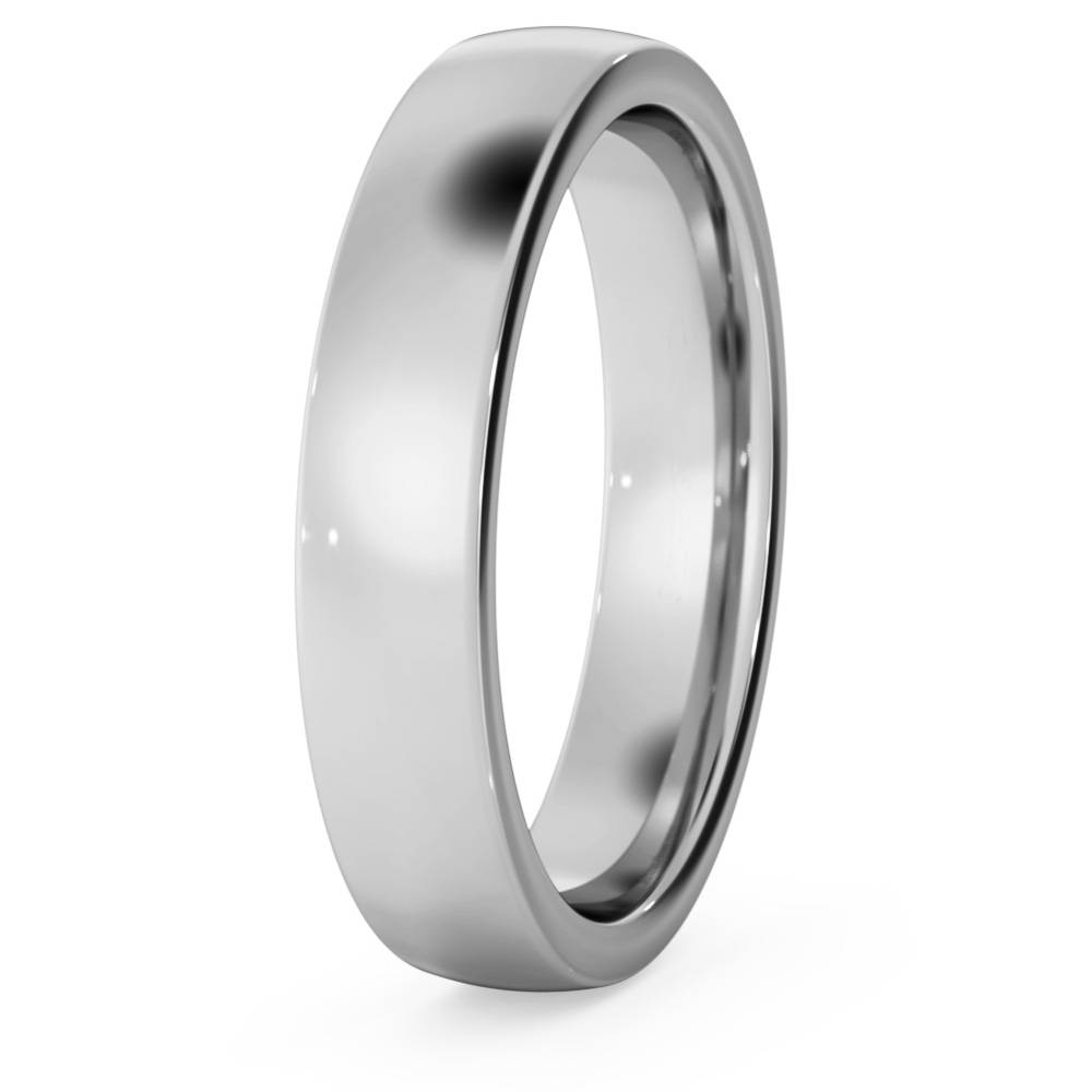 DHBRF4M Slight Court with Flat Edge Wedding Ring - 4mm width, Medium depth W