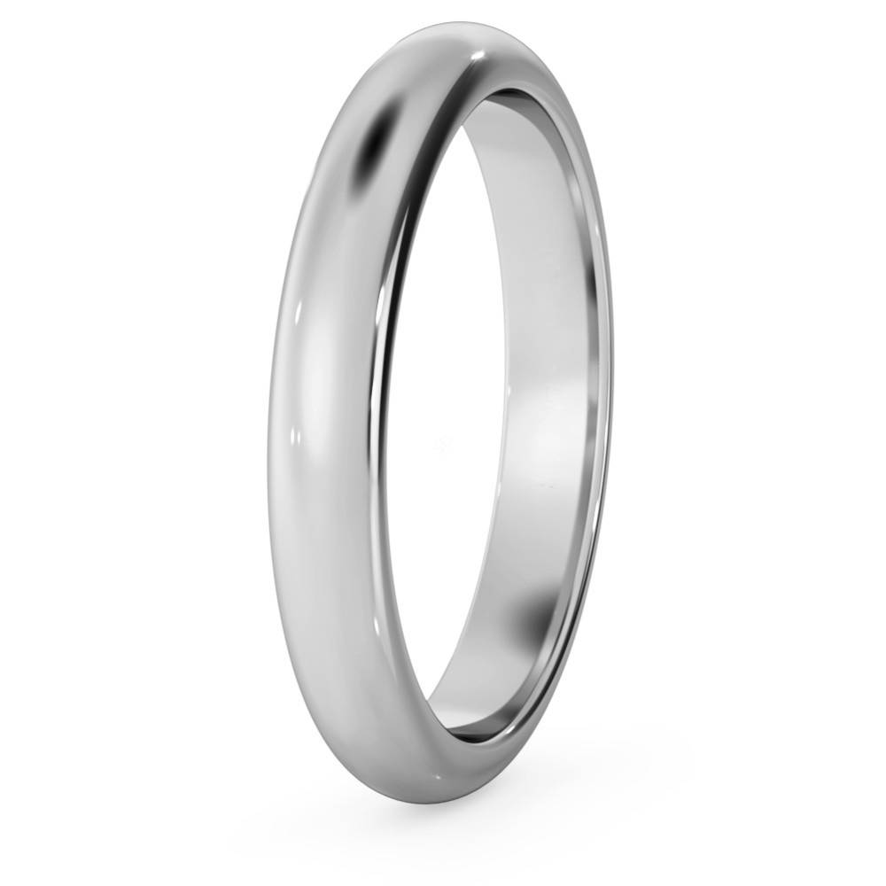 DHD03M D Shape Wedding Ring - 3mm width, Medium depth P