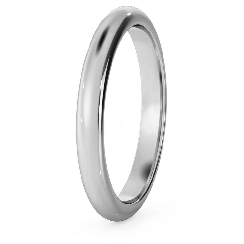 DHD25M D Shape Wedding Ring - 2.5mm width, Medium depth P