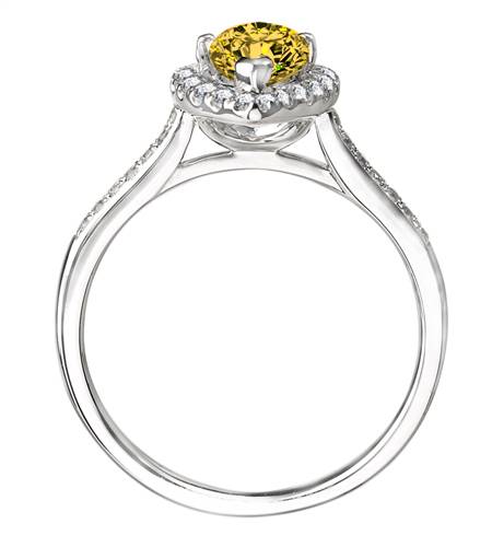 Fancy Yellow Marquise Diamond Single Halo Shoulder Set Ring W