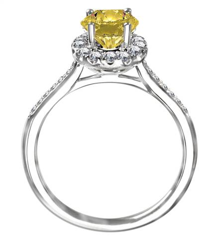 Fancy Yellow Oval Diamond Shoulder Set Ring W