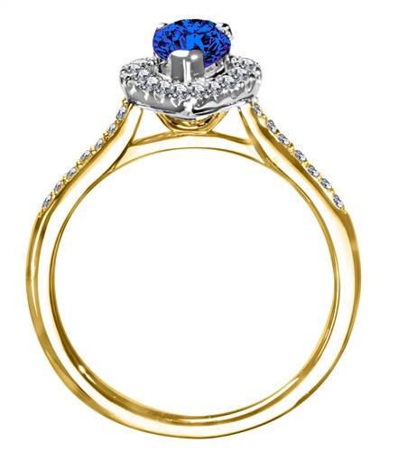 Pear Blue Sapphire & Diamond Halo Ring Y