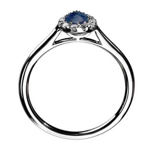 Pear Blue Sapphire & Diamond Halo Ring P