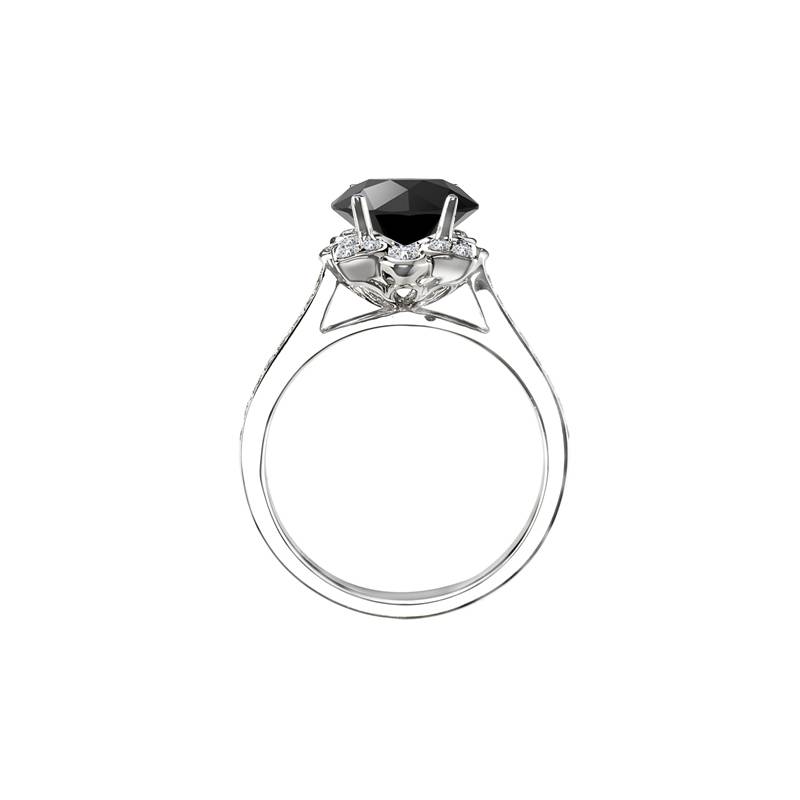 Round Black Diamond Wishbone Ring P