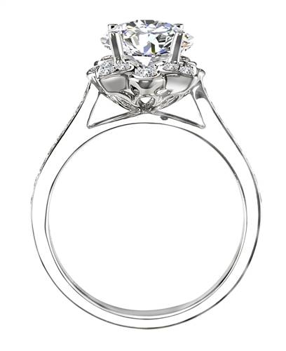 Floral Style Round Diamond Shoulder Set Ring P