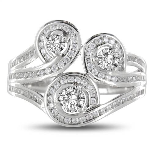 Multi Row Loop Round Diamond Dress Ring W