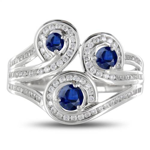 Multi Row Loop Diamond & Blue Sapphire Dress Ring P