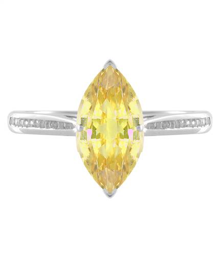 Fancy Yellow Marquise Diamond Single Halo Shoulder Set Ring P
