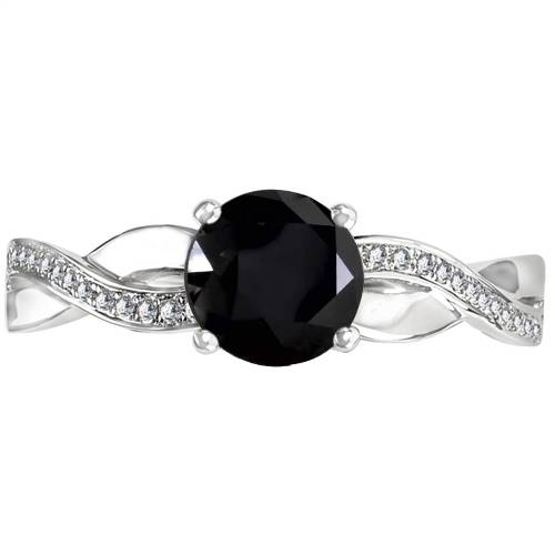 Round Black Diamond Shoulder Set Ring W