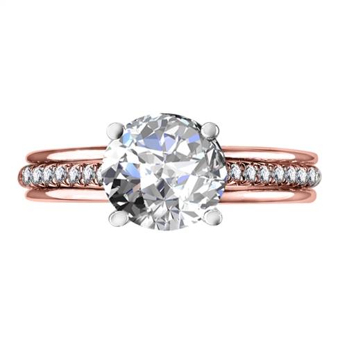 Stylish Round Diamond Shoulder Set Engagement Ring R