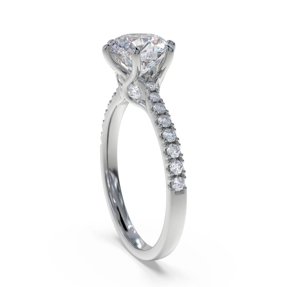 Round Diamond Shoulder Set Engagement Ring W