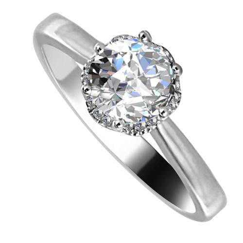 Modern Side Halo Round Diamond Engagement Ring W