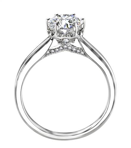 Modern Side Halo Round Diamond Engagement Ring W