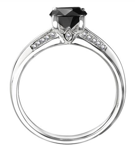 Princess Black Diamond Shoulder Set Ring W