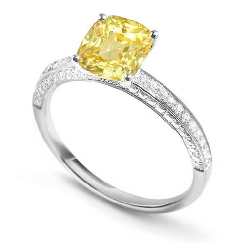 Cushion Yellow Diamond Engagement Ring W
