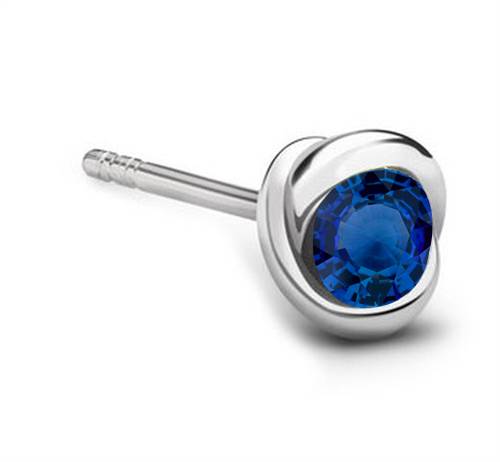 Mens Blue Sapphire Gemstone Single Stud Earring P