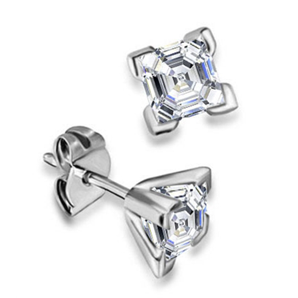 Classic Asscher Diamond Stud Earrings P