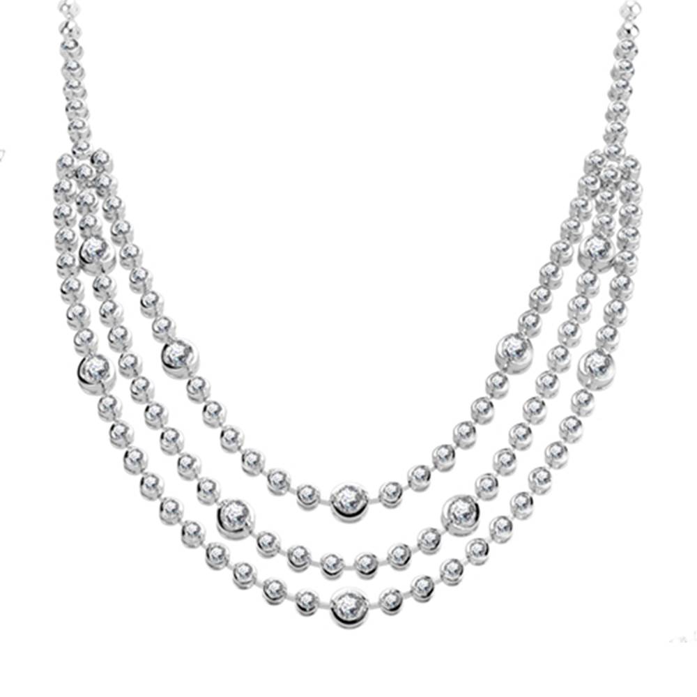 8.25ct VS/FG Elegant Three Strand Round Diamond Necklace W